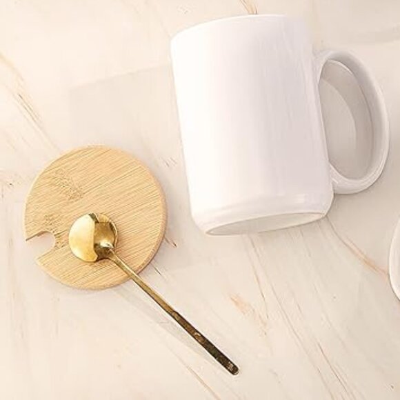 Sarcastic Latte Mug Gift with Bamboo Lid and Latte Spoon - Picture 2 of 3